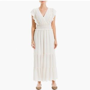 Max Studio Pebble Crepe Flutter Sleeve Maxi Dress In Ivory